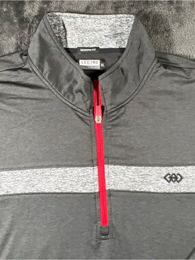LEG3ND Men’s Charcoal Quarter-Zip Sweater with Red Zipper